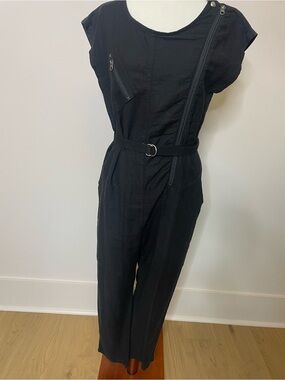 Prairie Underground Black Zip-Front Jumpsuit with D-Ring Belt - Small
